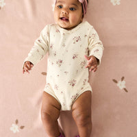 Organic Cotton Long Sleeve Bodysuit - Lauren Floral Tofu Childrens Bodysuit from Jamie Kay Australia