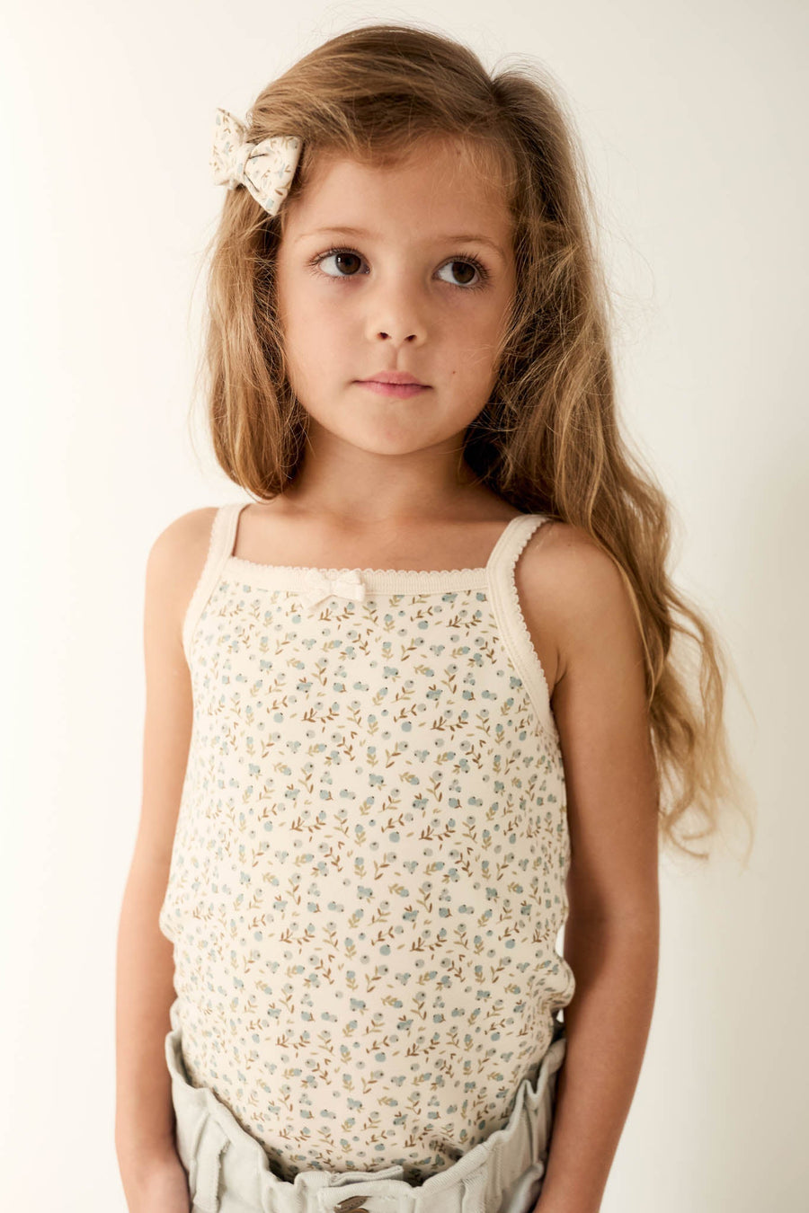 Organic Cotton Singlet - Blueberry Ditsy Childrens Singlet from Jamie Kay Australia