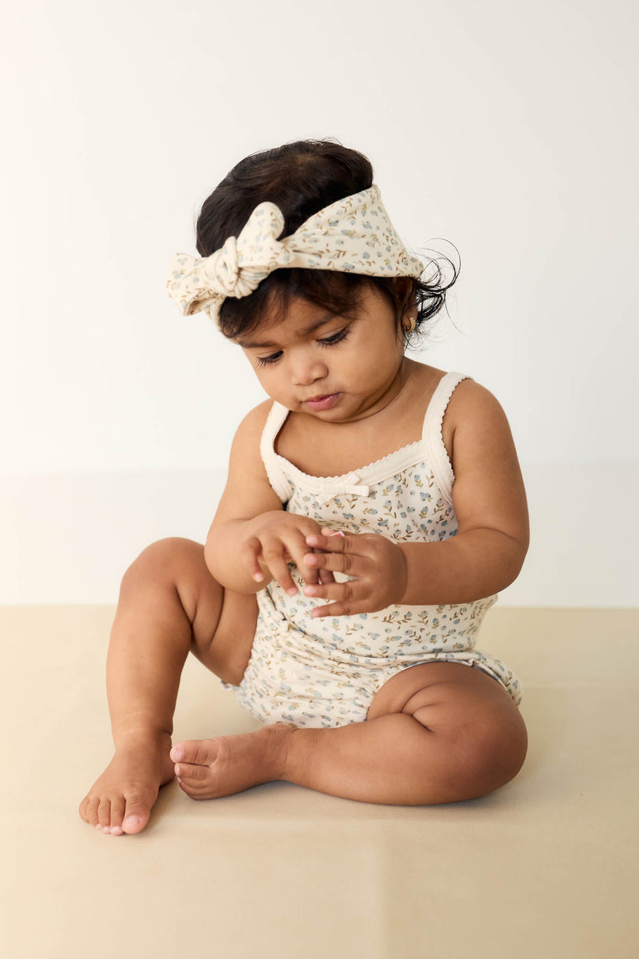 Organic Cotton Bridget Singlet Bodysuit - Blueberry Ditsy Childrens Bodysuit from Jamie Kay Australia