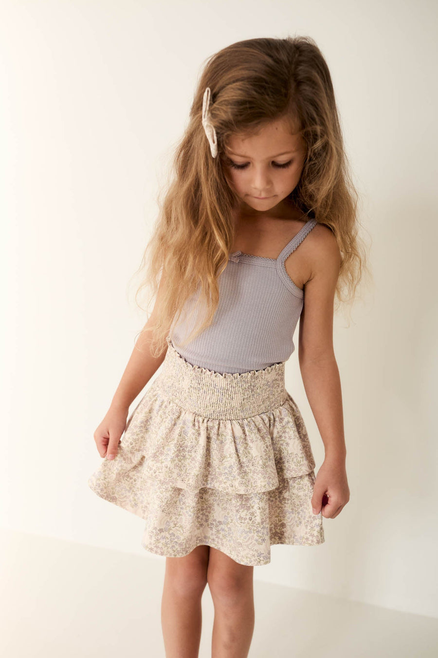 Organic Cotton Ruby Skirt - April Floral Mauve Childrens Skirt from Jamie Kay Australia