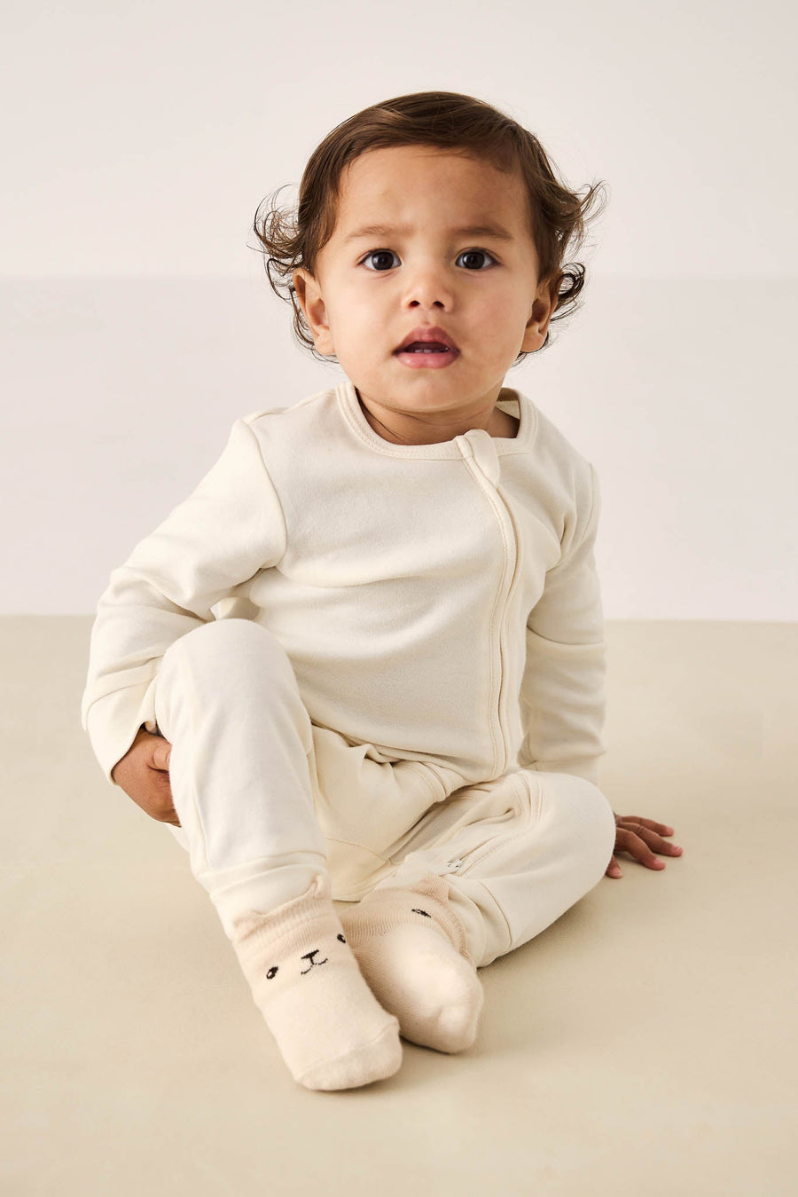 Pima Cotton Frankie Zip Onepiece - Cloud Childrens Onepiece from Jamie Kay Australia