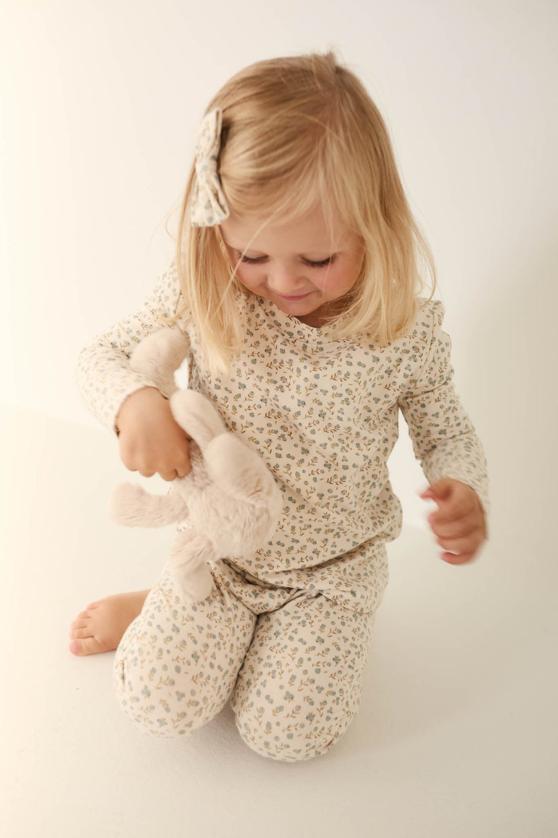 Organic Cotton Avis Long Sleeve Set - Blueberry Ditsy Childrens Pyjamas from Jamie Kay Australia