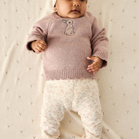 Organic Cotton Everyday Legging - Rosalie Floral Mauve Childrens Legging from Jamie Kay Australia