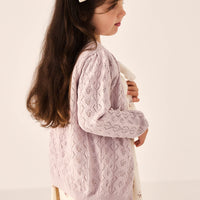 Mila Cardigan - Hushed Violet Childrens Cardigan from Jamie Kay Australia