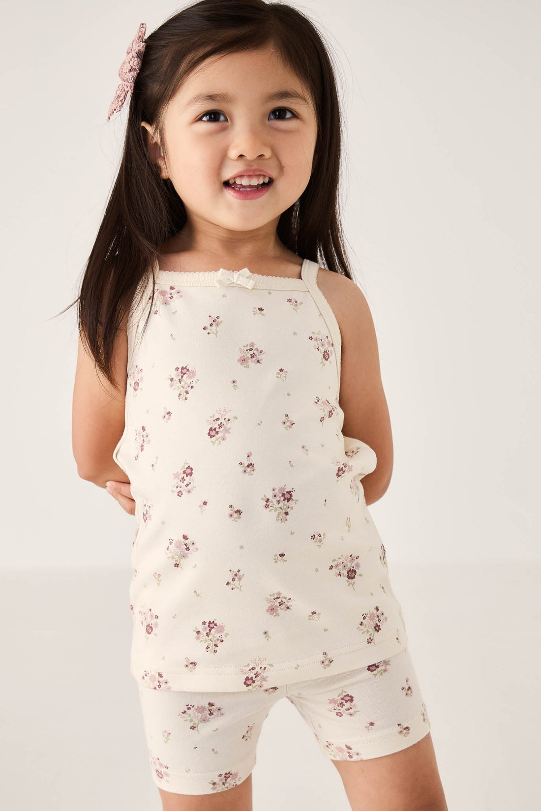 Organic Cotton Everyday Bike Short - Lauren Floral Tofu Childrens Short from Jamie Kay Australia