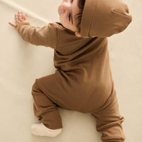 Pima Cotton Frankie Zip Onepiece - Cream Caramel Childrens Onepiece from Jamie Kay Australia