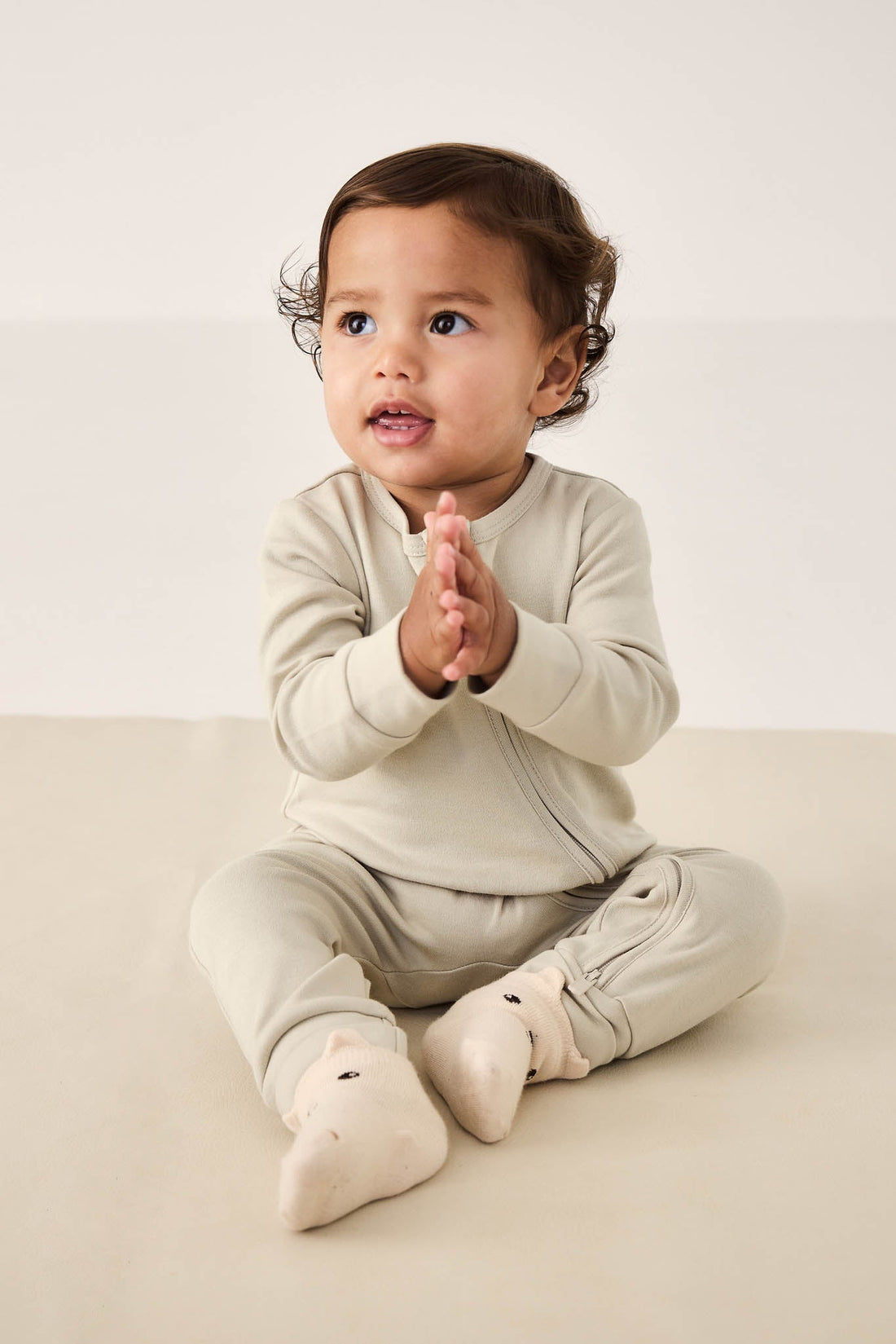 Pima Cotton Frankie Zip Onepiece - Clay Childrens Onepiece from Jamie Kay Australia