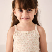 Organic Cotton Singlet - Rosalie Floral Mauve Childrens Singlet from Jamie Kay Australia