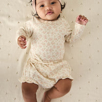 Organic Cotton Frill Bloomer - Rosalie Floral Mauve Childrens Bloomer from Jamie Kay Australia