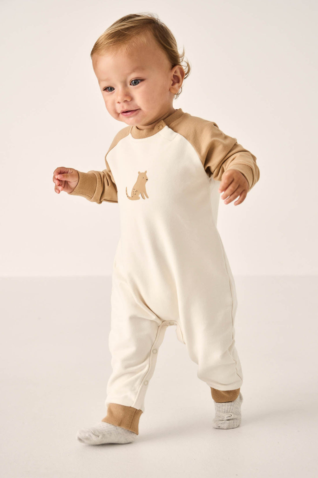 Organic Cotton Tao Sweatshirt Onepiece - Bronzed Leopard Childrens Onepiece from Jamie Kay Australia