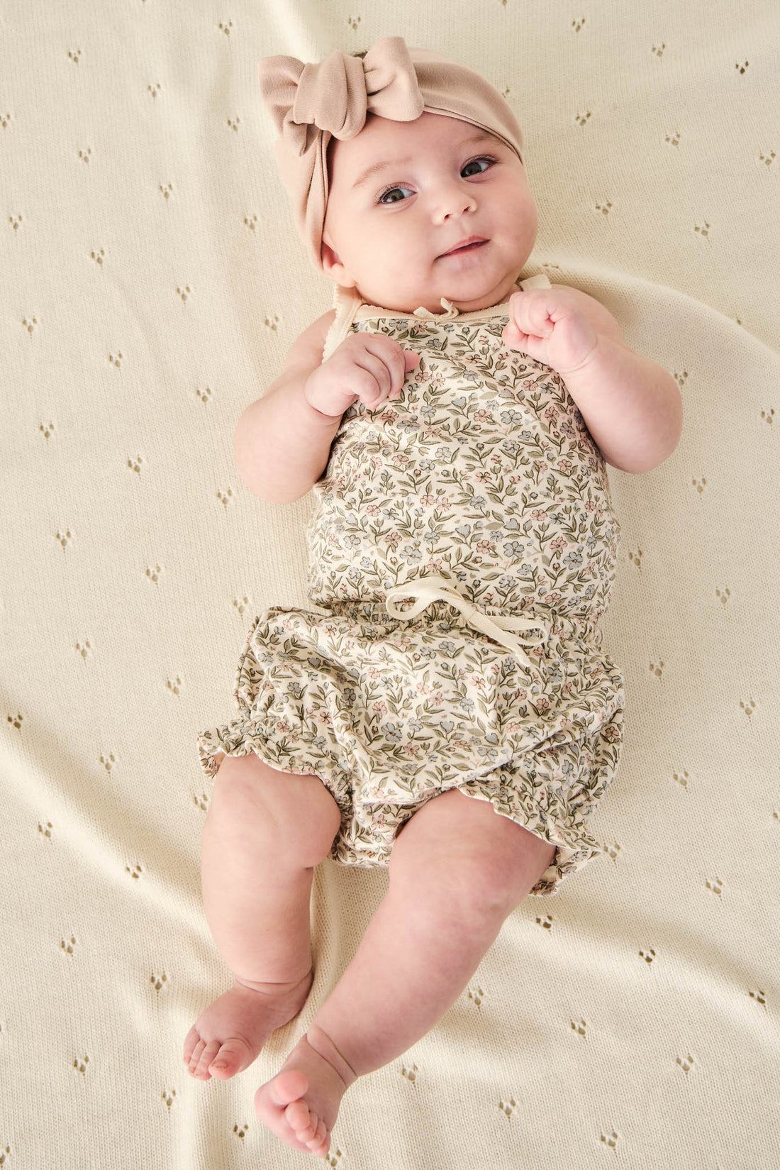 Organic Cotton Frill Bloomer - Ariella Eggnog Childrens Bloomer from Jamie Kay Australia