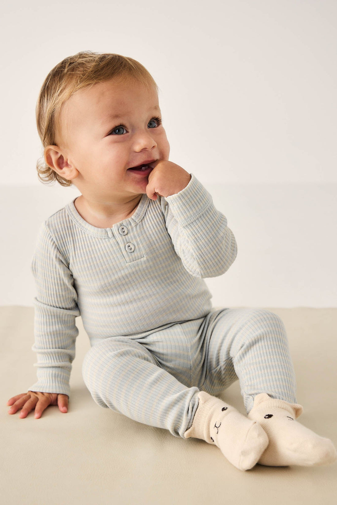 Organic Cotton Modal Long Sleeve Bodysuit - Ocean Spray/Cassava Childrens Bodysuit from Jamie Kay Australia