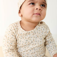 Organic Cotton Fernley Bodysuit - Blueberry Ditsy Childrens Bodysuit from Jamie Kay Australia