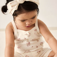 Organic Cotton Bridget Singlet Bodysuit - Lauren Floral Tofu Childrens Bodysuit from Jamie Kay Australia