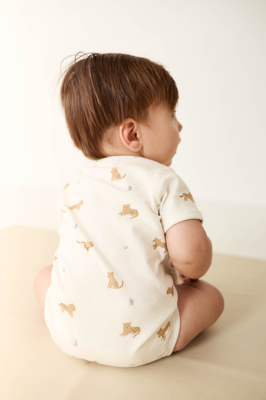 Organic Cotton Hudson Short Sleeve Bodysuit - Lenny Leopard Cloud Childrens Bodysuit from Jamie Kay Australia