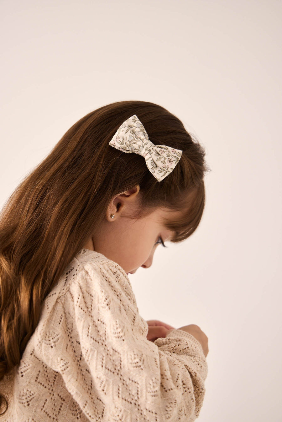 Organic Cotton Bow 2PK - Ariella Eggnog Childrens Bow from Jamie Kay Australia