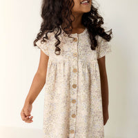 Organic Cotton Lola Dress - April Floral Mauve Childrens Dress from Jamie Kay Australia