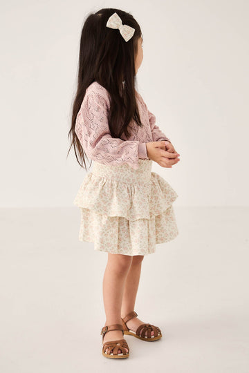 Organic Cotton Ruby Skirt - Rosalie Floral Mauve Childrens Skirt from Jamie Kay Australia