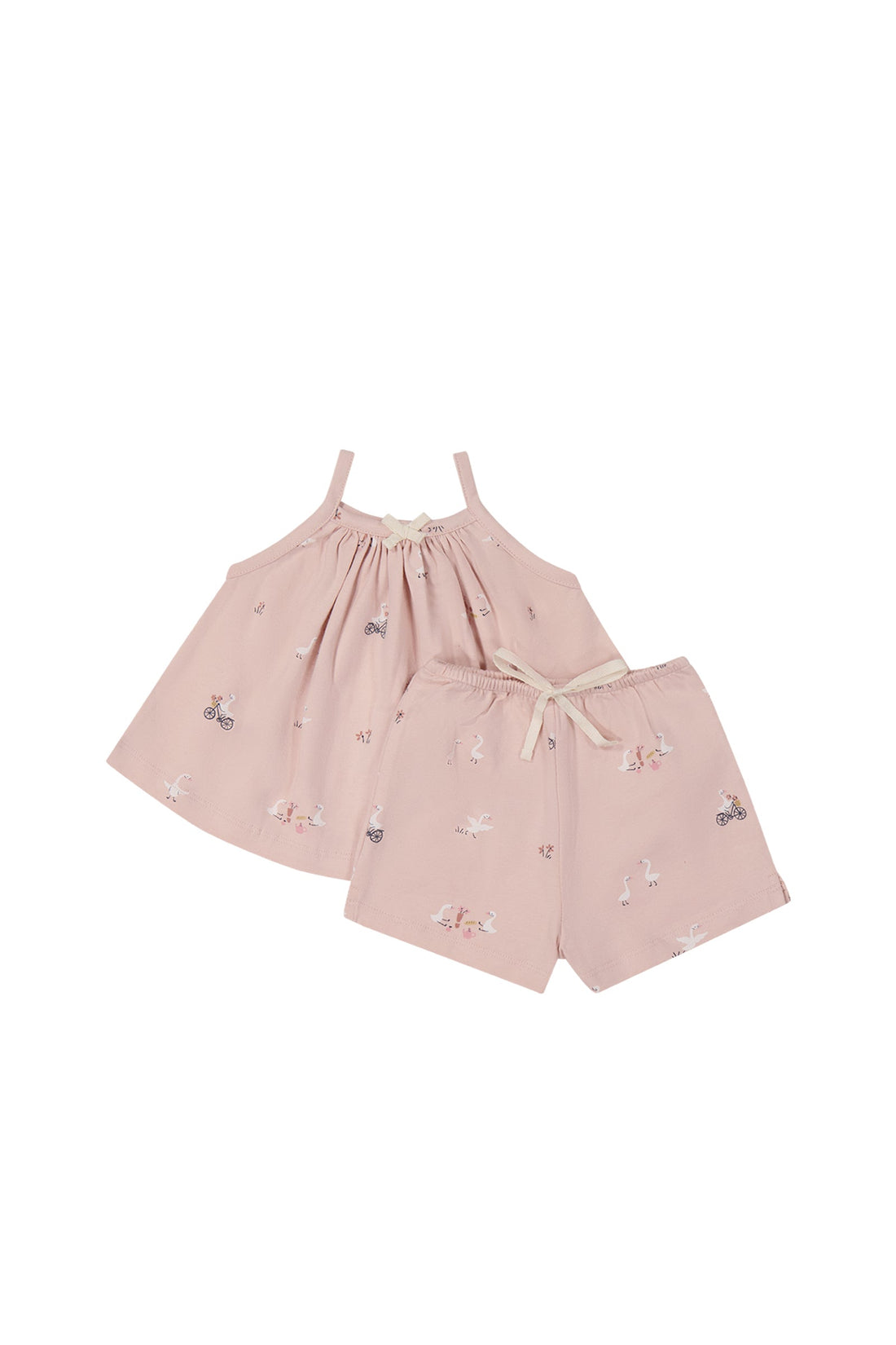 Organic Cotton Daisy May Singlet Set - Swans Picnic Childrens Pyjama from Jamie Kay Australia