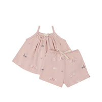 Organic Cotton Daisy May Singlet Set - Swans Picnic Childrens Pyjama from Jamie Kay Australia