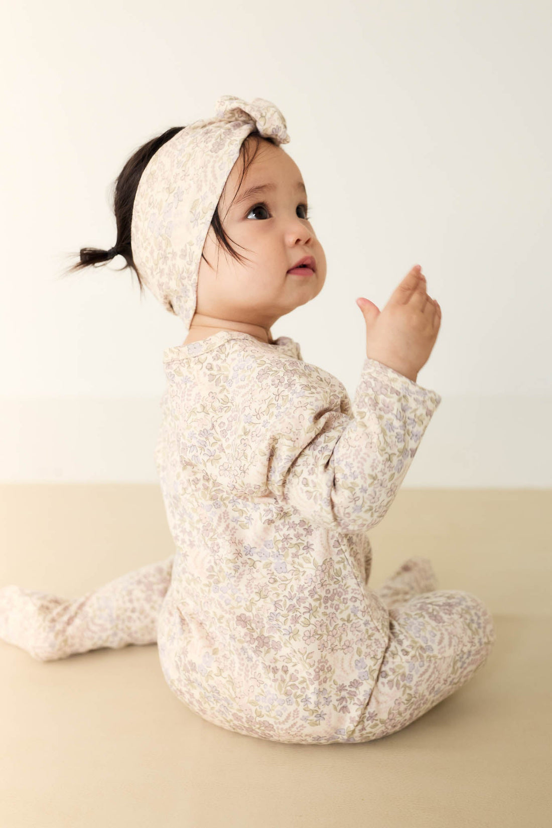 Organic Cotton Melanie Onepiece - April Floral Mauve Childrens Onepiece from Jamie Kay Australia