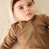 Pima Cotton Frankie Zip Onepiece - Cream Caramel Childrens Onepiece from Jamie Kay Australia