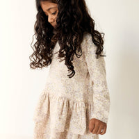 Organic Cotton Fayette Dress - April Floral Mauve Childrens Dress from Jamie Kay Australia