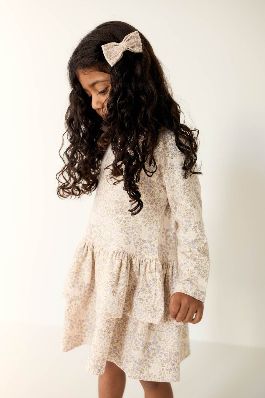 Organic Cotton Fayette Dress - April Floral Mauve Childrens Dress from Jamie Kay Australia