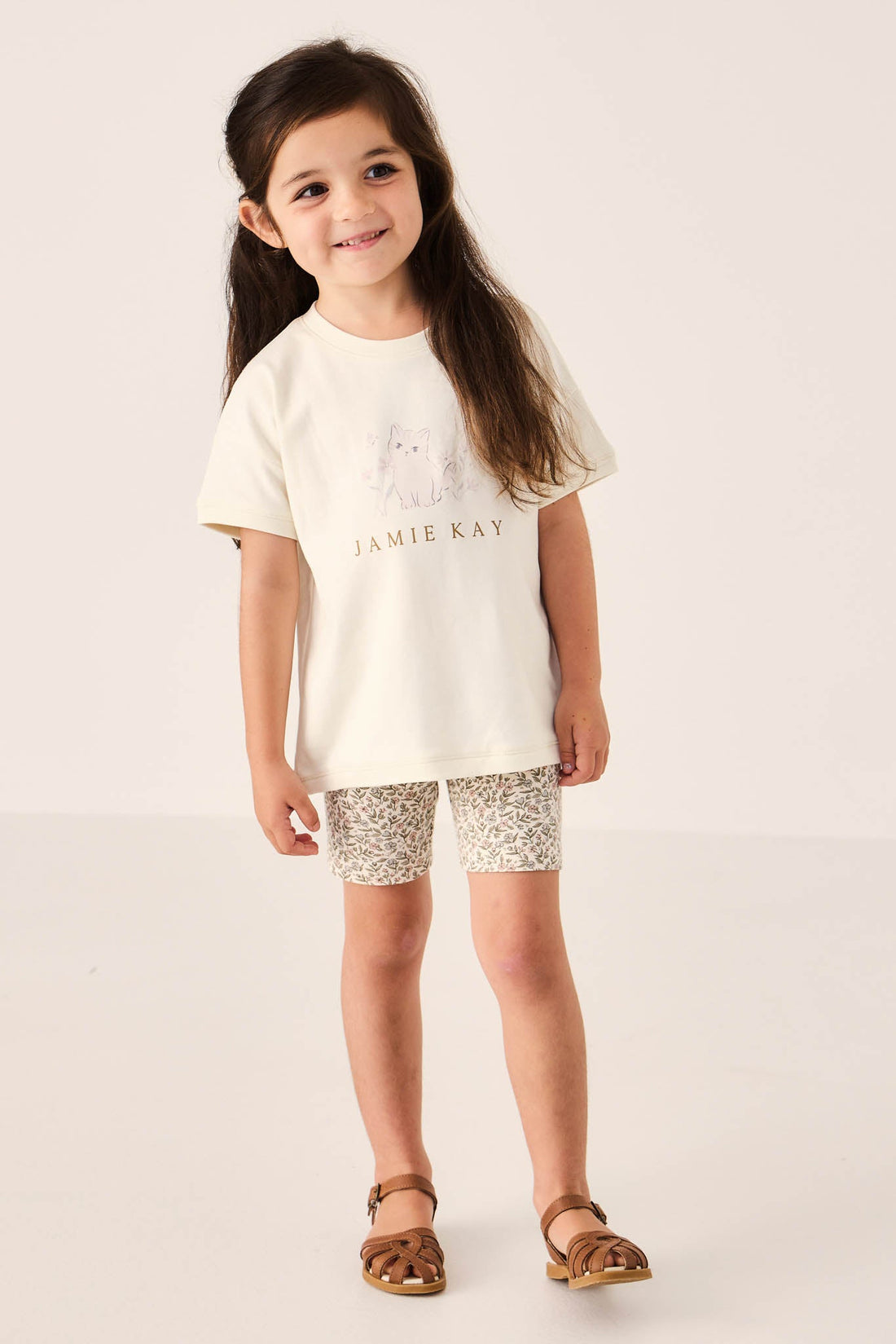 Organic Cotton Everyday Bike Short - Ariella Eggnog Childrens Short from Jamie Kay Australia