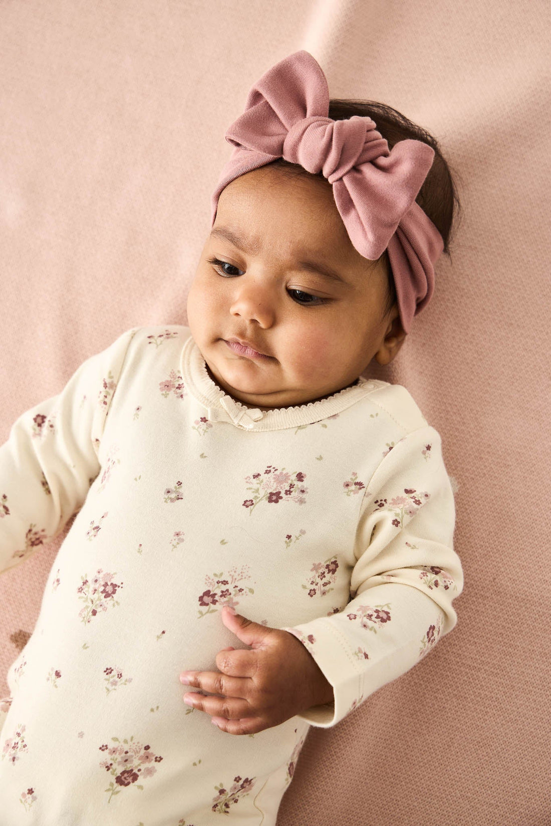 Organic Cotton Long Sleeve Bodysuit - Lauren Floral Tofu Childrens Bodysuit from Jamie Kay Australia