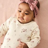 Organic Cotton Long Sleeve Bodysuit - Lauren Floral Tofu Childrens Bodysuit from Jamie Kay Australia