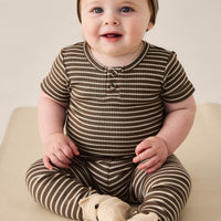 Organic Cotton Modal Darcy Rib Tee Bodysuit - Bear/Cassava Childrens Bodysuit from Jamie Kay Australia