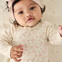 Organic Cotton Long Sleeve Bodysuit - Rosalie Floral Mauve Childrens Bodysuit from Jamie Kay Australia