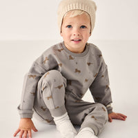 Organic Cotton Jalen Track Pant - Lenny Leopard Sage Childrens Pant from Jamie Kay Australia