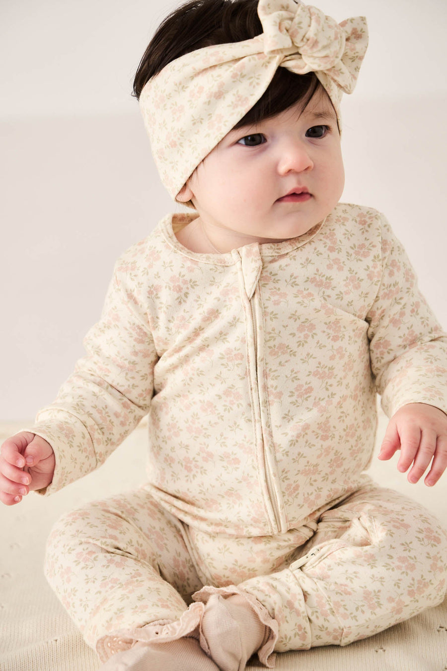 Organic Cotton Frankie Onepiece - Rosalie Floral Mauve Childrens Onepiece from Jamie Kay Australia