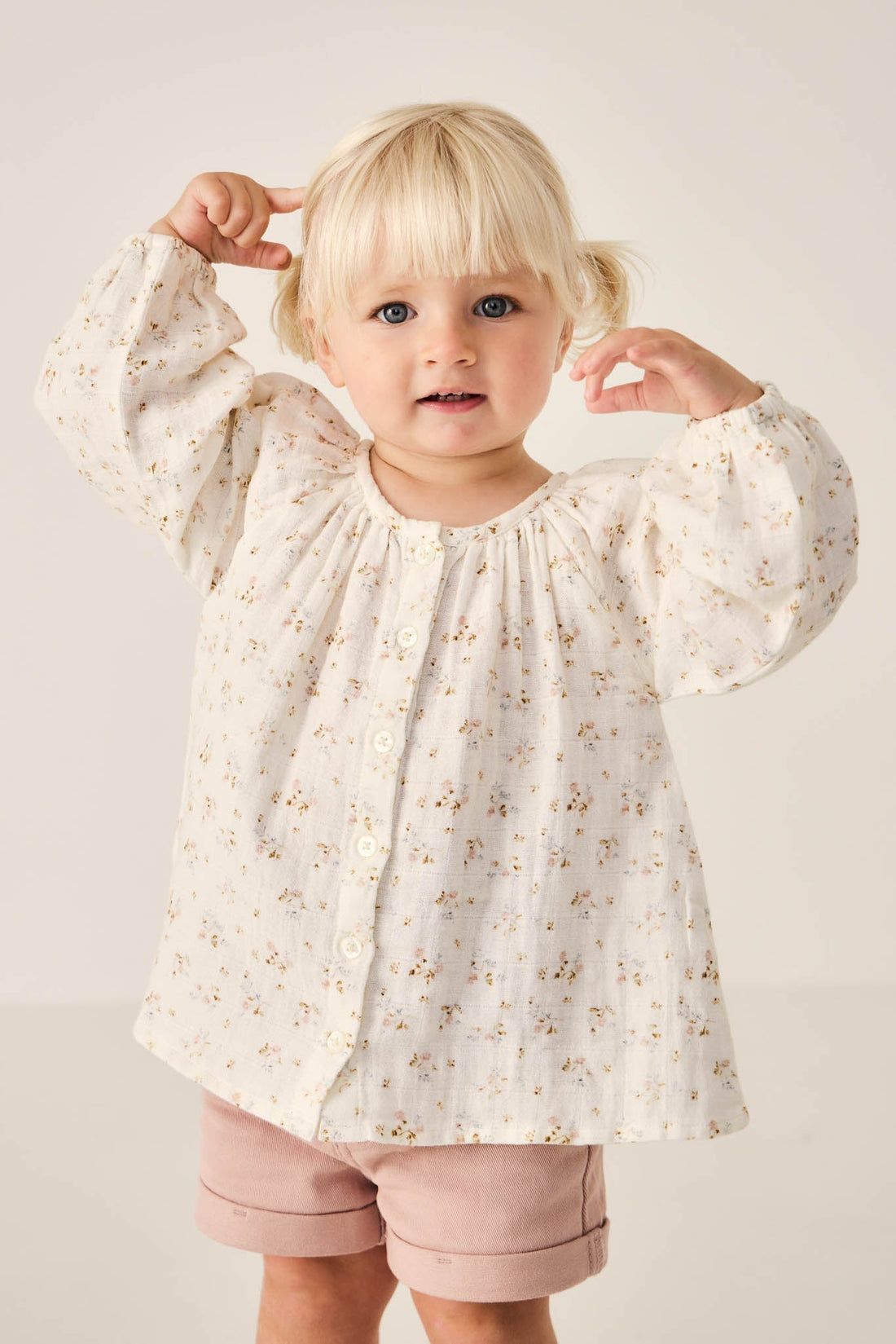 Organic Cotton Muslin Martha Top - Nina Watercolour Floral Childrens Top from Jamie Kay Australia