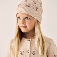 Delilah Knitted Hat - Delilah Jacquard Misty Rose Childrens Hat from Jamie Kay Australia