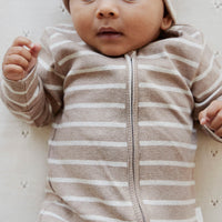 Organic Cotton Fine Rib Gracelyn Onepiece - Elias Stripe Sable Marle Childrens Onepiece from Jamie Kay Australia