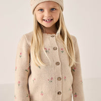 Delilah Cardigan - Delilah Jacquard Oatmeal Marle Childrens Cardigan from Jamie Kay Australia