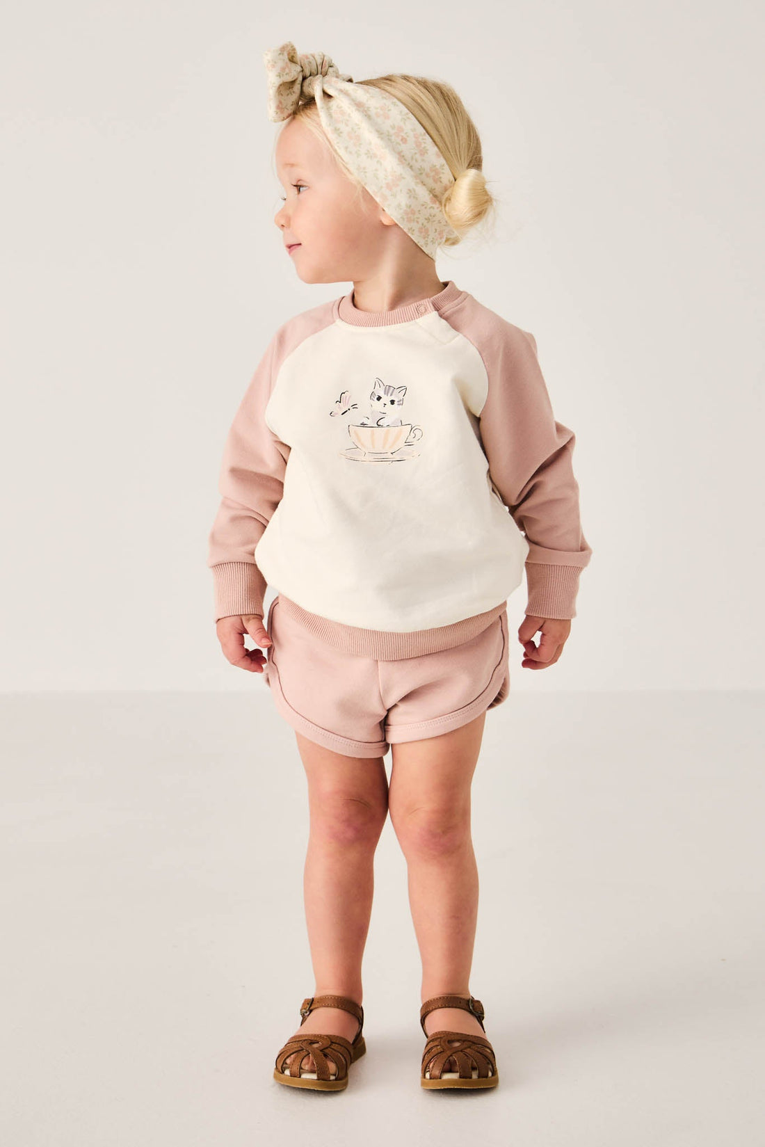 Organic Cotton Ivy Shortie - Dusky Rose Childrens Short from Jamie Kay Australia