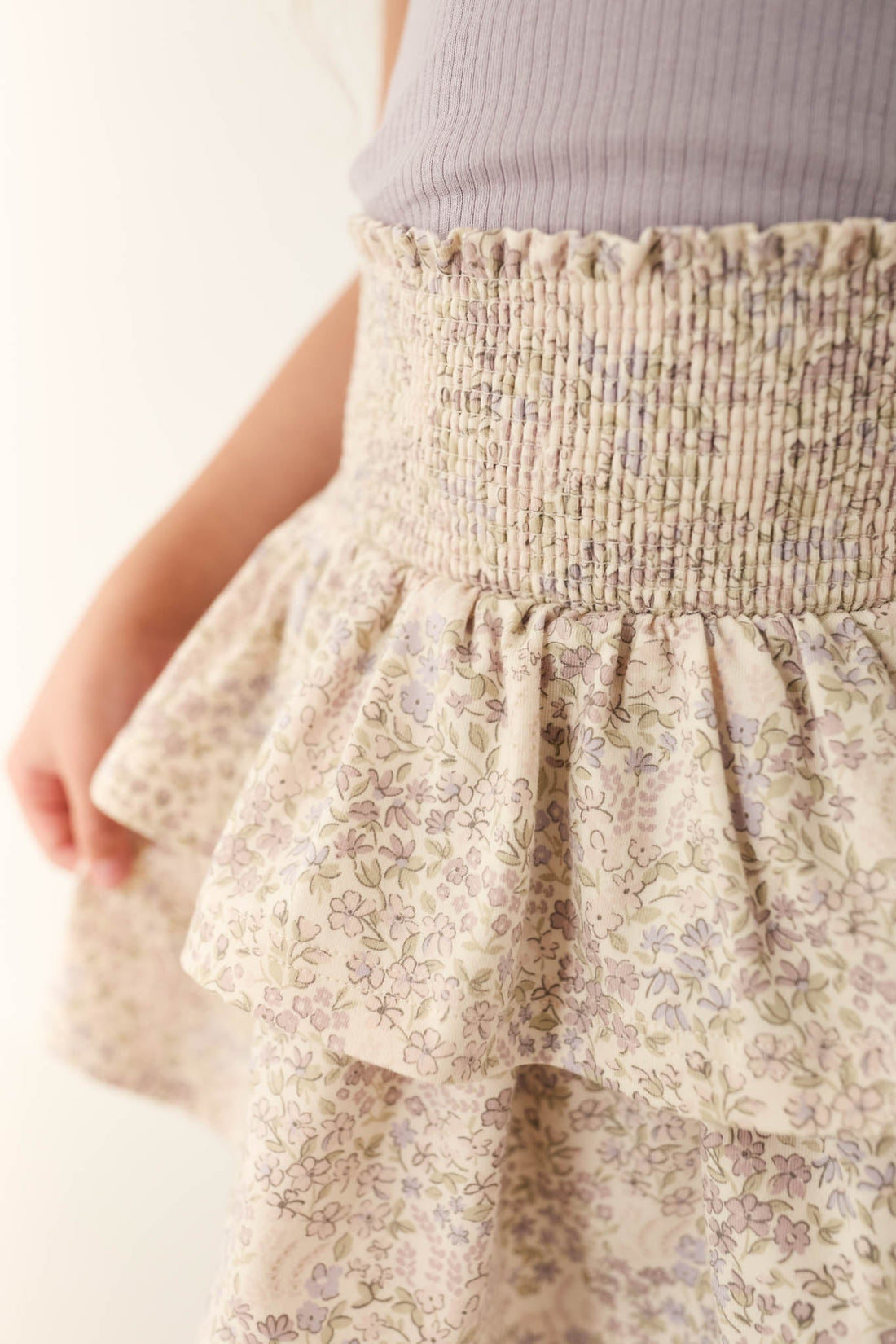 Organic Cotton Ruby Skirt - April Floral Mauve Childrens Skirt from Jamie Kay Australia