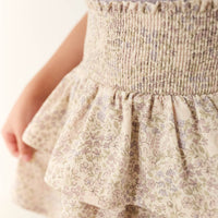 Organic Cotton Ruby Skirt - April Floral Mauve Childrens Skirt from Jamie Kay Australia