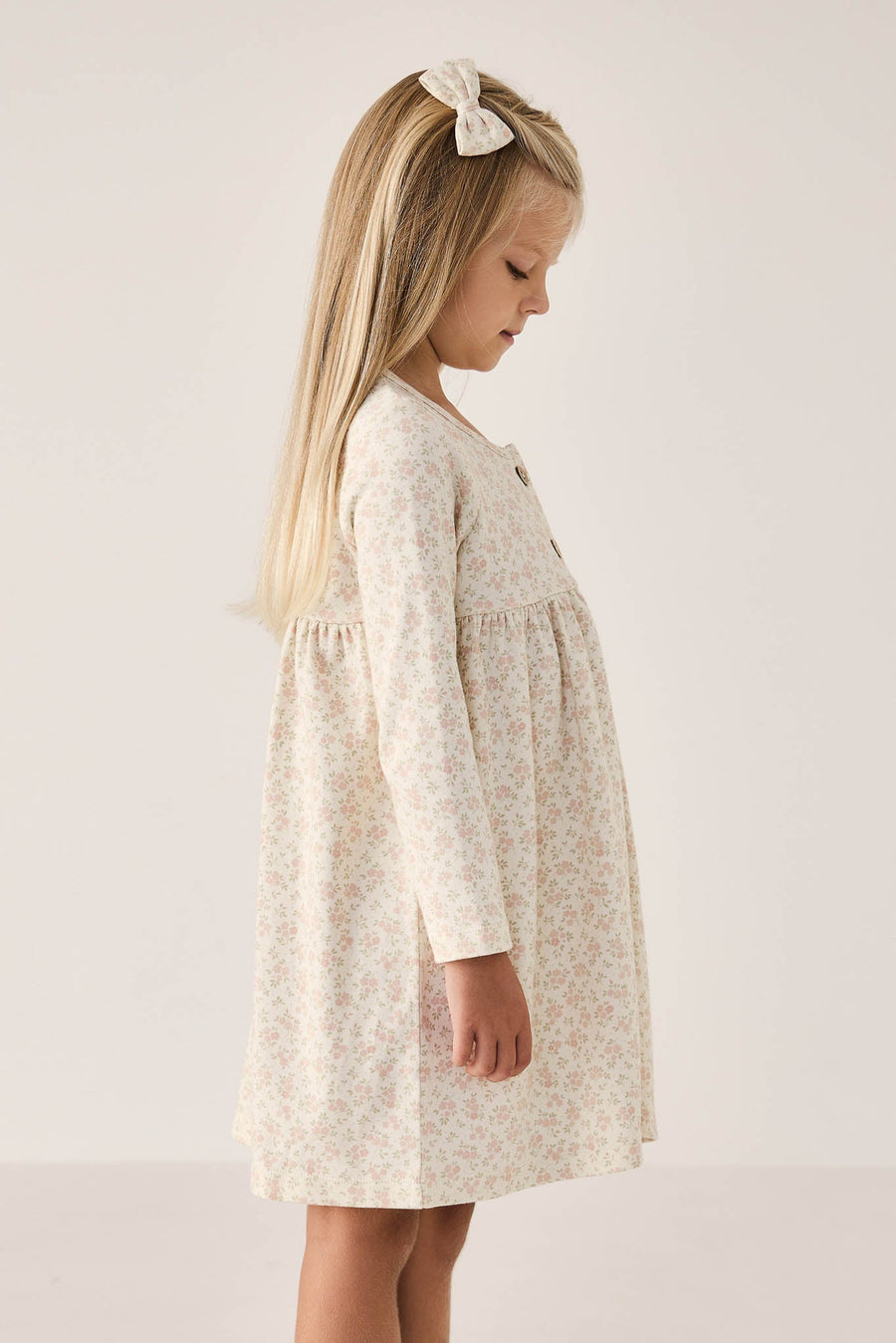 Organic Cotton Poppy Dress - Rosalie Floral Mauve Childrens Dress from Jamie Kay Australia