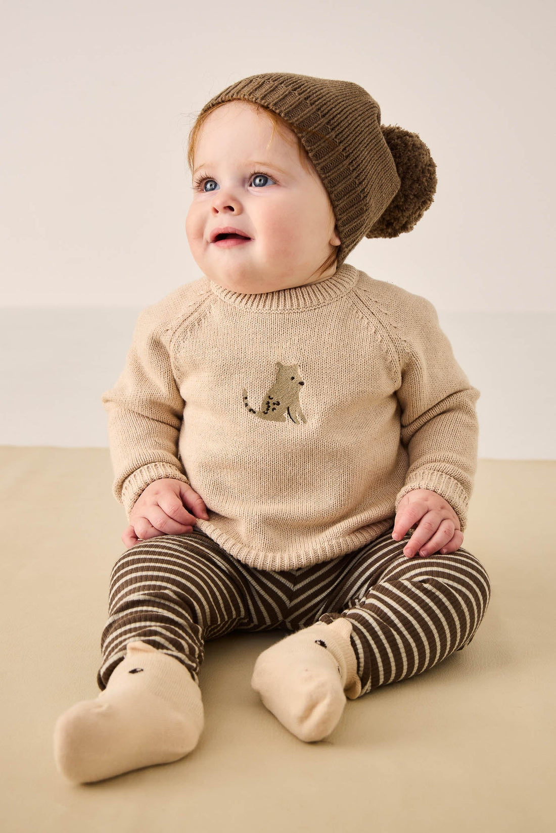 Ethan Jumper - Oatmeal Marle Leopard Childrens Jumper from Jamie Kay Australia