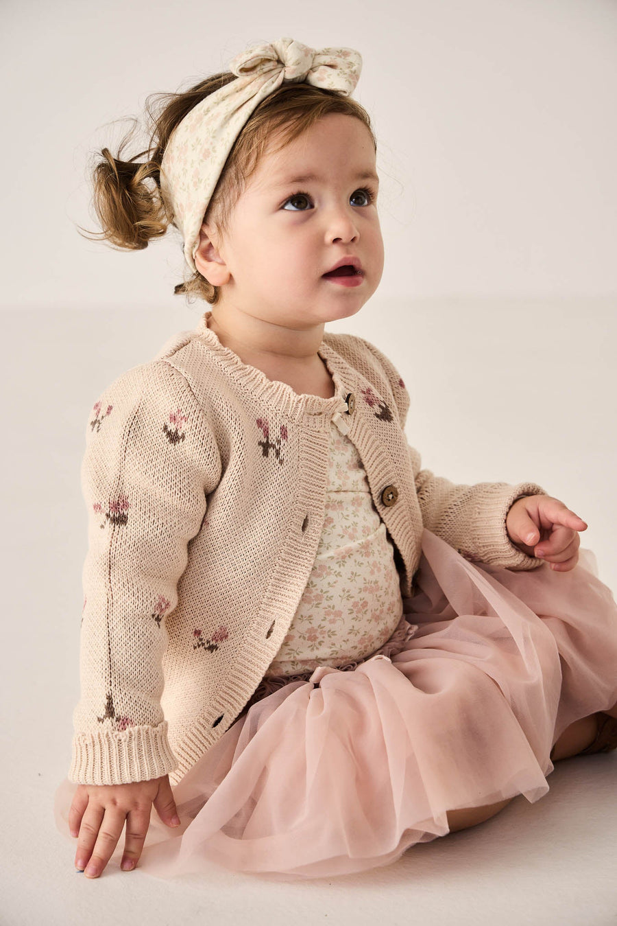 Delilah Cardigan - Delilah Jacquard Misty Rose Childrens Cardigan from Jamie Kay Australia