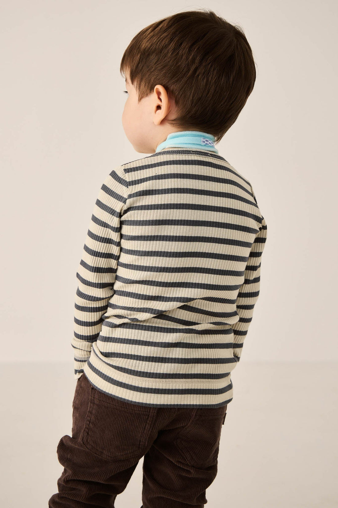 Organic Cotton Modal Long Sleeve Henley - Cassava/Arctic Childrens Top from Jamie Kay Australia