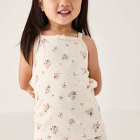 Organic Cotton Singlet - Lauren Floral Tofu Childrens Singlet from Jamie Kay Australia