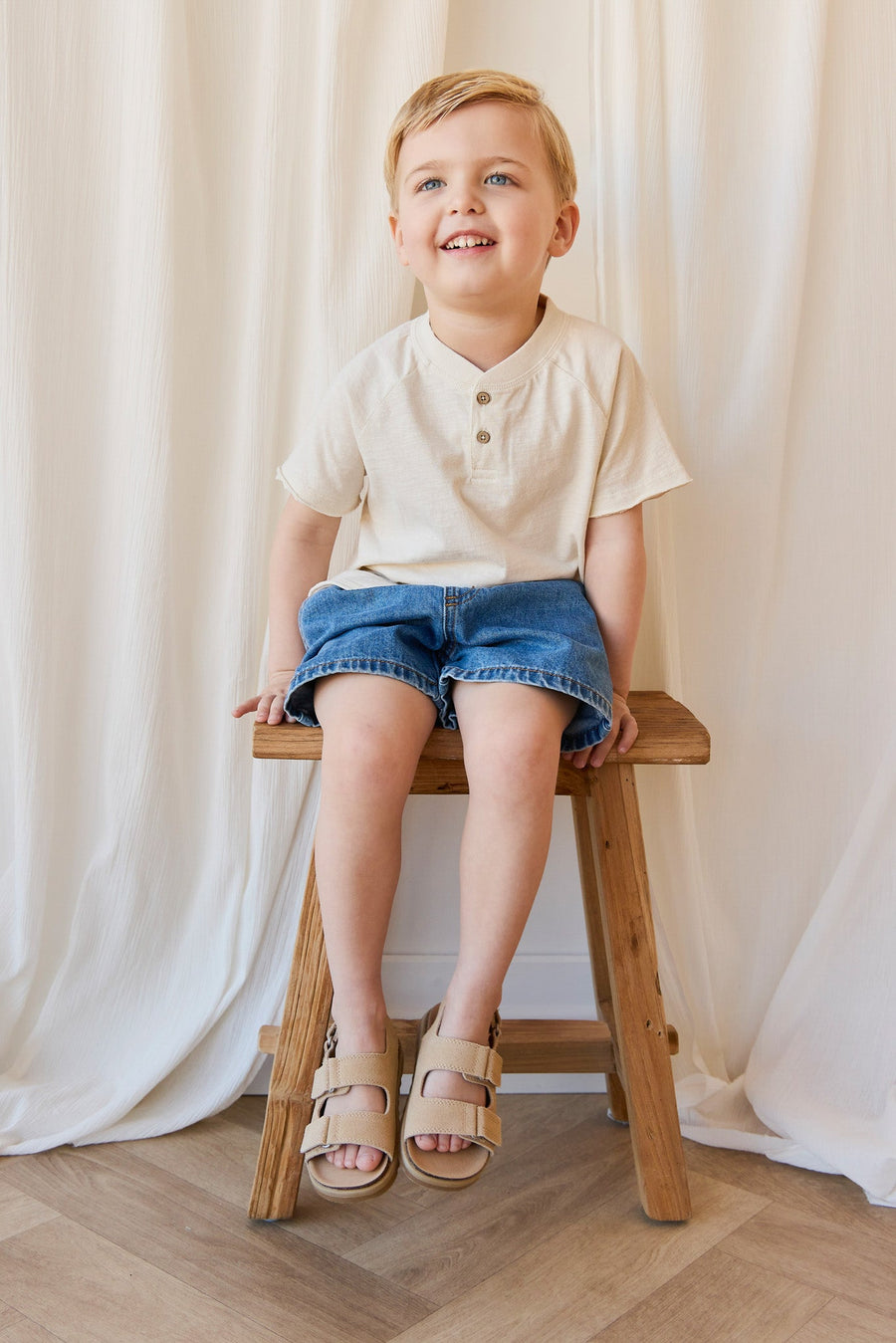 Organic Cotton Lewis Tee - Parchment Childrens Top from Jamie Kay Australia