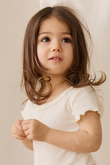 Organic Cotton Fine Rib Ines Top - Parchment Childrens Top from Jamie Kay Australia