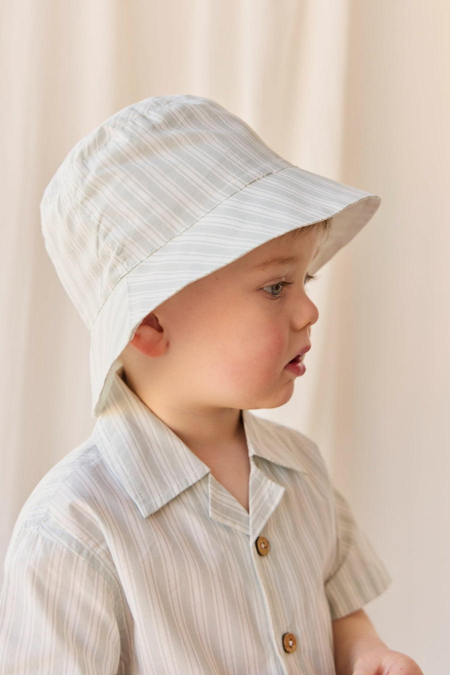 Organic Cotton Bucket Hat - Variegated Stripe Shoreline Childrens Hat from Jamie Kay Australia